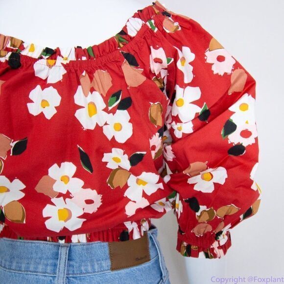 NWT kate spade Botanical garden aperitif top, Red and White - Picture 13 of 15